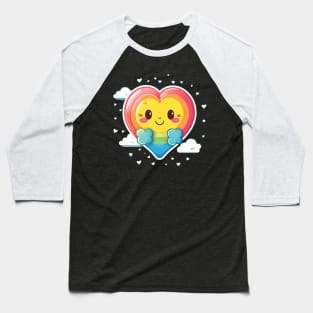 Cute Kawai Colorful Rainbow Heart Baseball T-Shirt